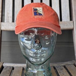 VTG Y2K Zion Embroidered Gecko Lizard Orange Dad Hat
